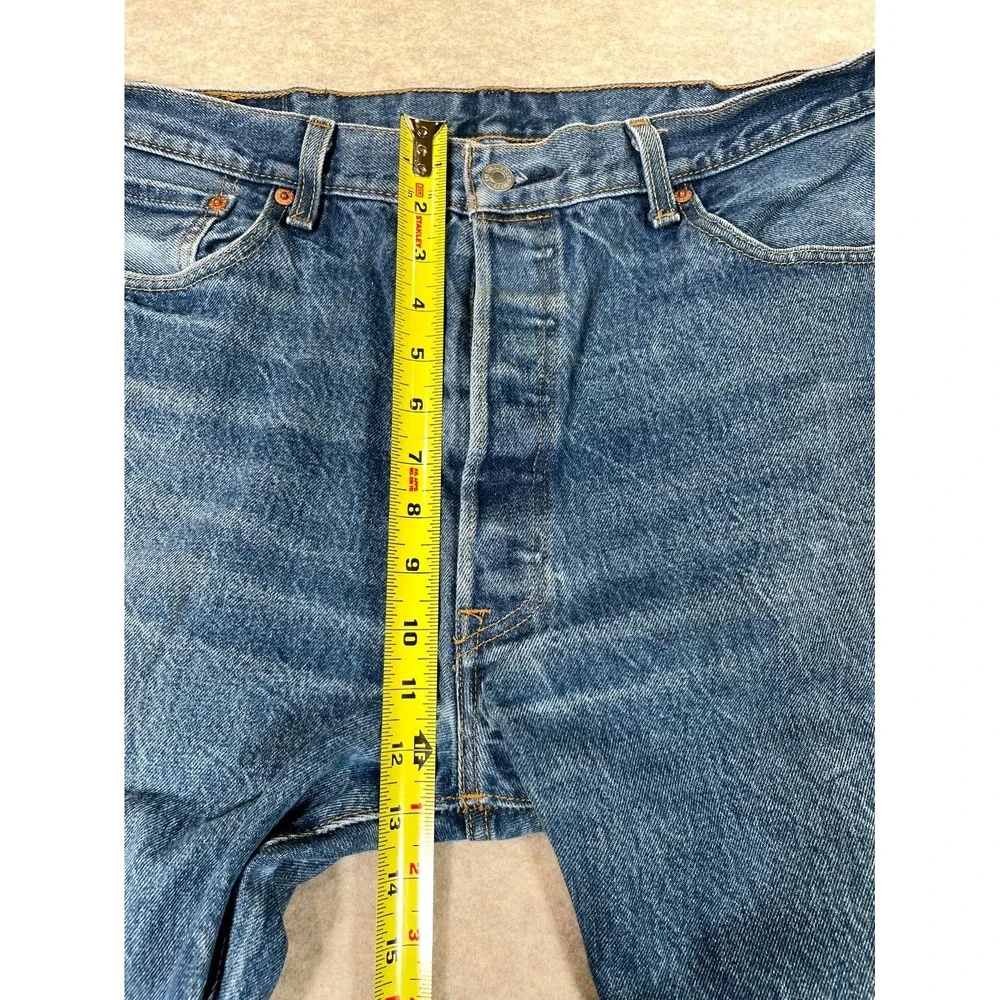 Levi's‎ 501 Authentic Jeans Mens 38x32 Blue Whiskering Denim Cotton Straight Leg